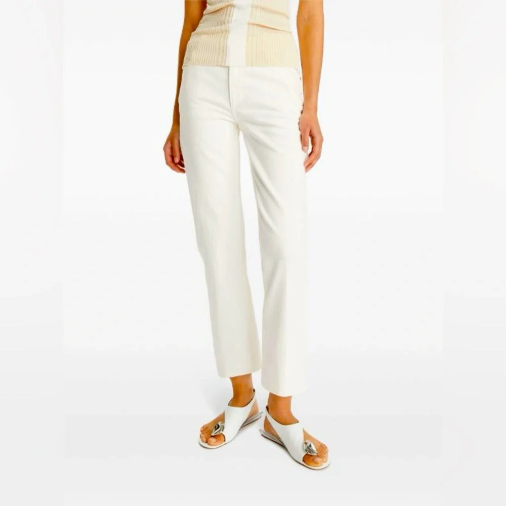 Tory Burch Women's white cropped skinny jeans mid rise‎ stretch